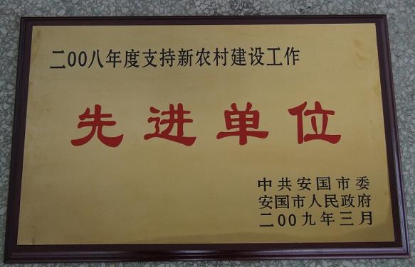 藥都制藥集團股份有限公司被評為?2008年度支持新農(nóng)村建設(shè)工作先進單位?