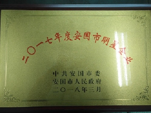 我公司被安國市委、市政府評為二〇一七年度明星企業(yè)